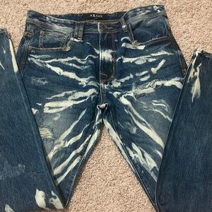 Akoo Men's Blue and White Skinny Jeans